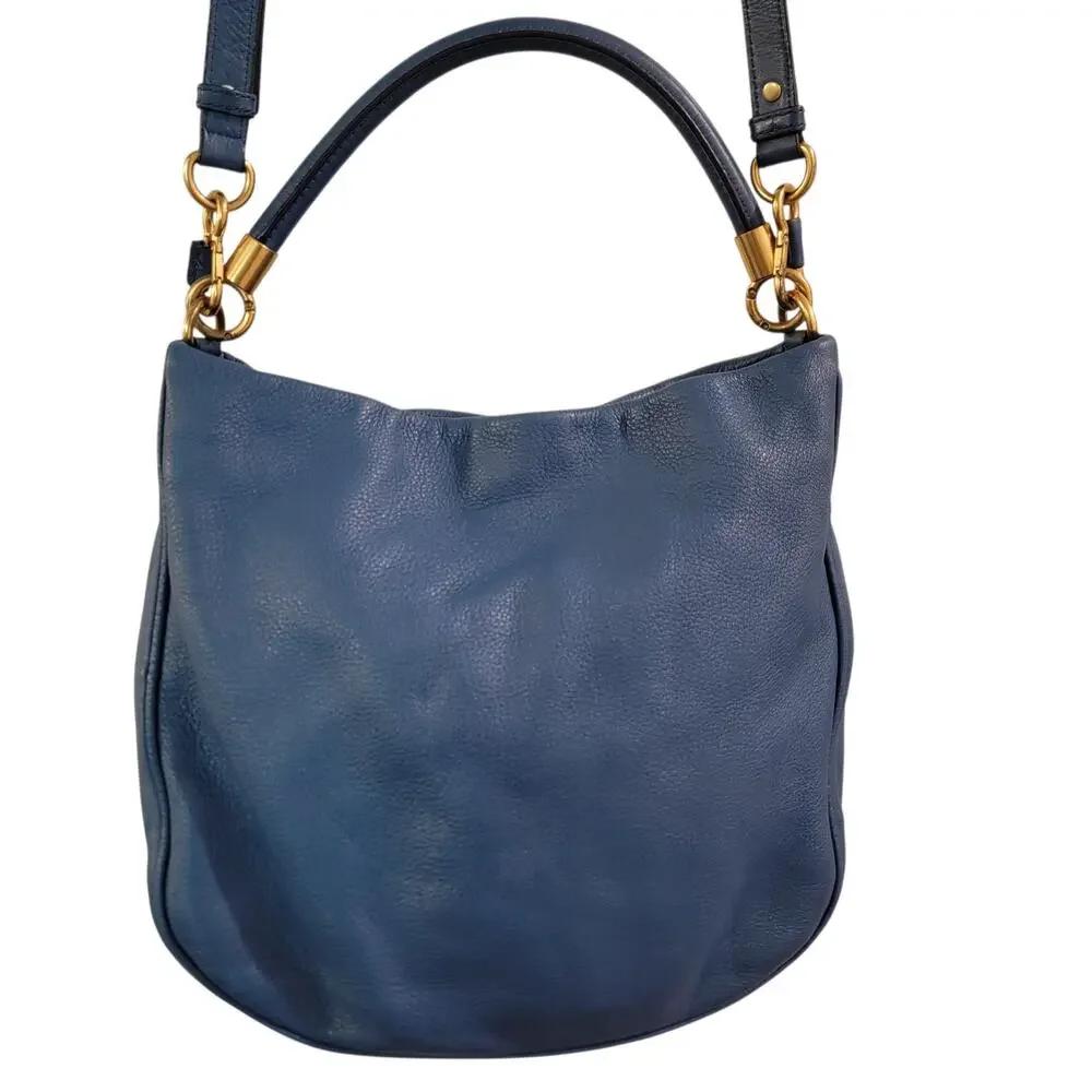 Marc by Marc Jacobs Blue Pebbled Leather Hobo Shoulder Bag Crossbody